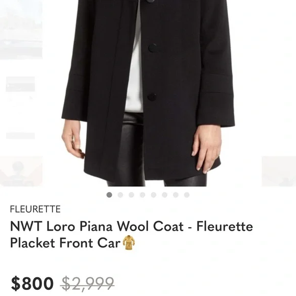 Fleurette Placket Front Loro Piana Wool Coat -4  like  new - Picture 10 of 10